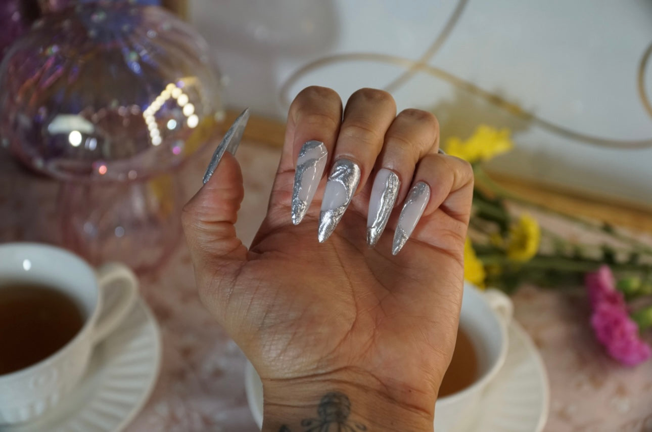 “Chrome Claws” Press On Nails